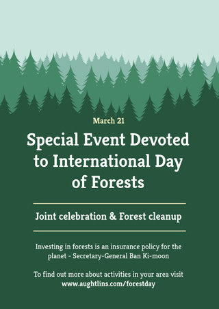 International Day of Forests Event Announcement in Green Flyer A6 Design Template