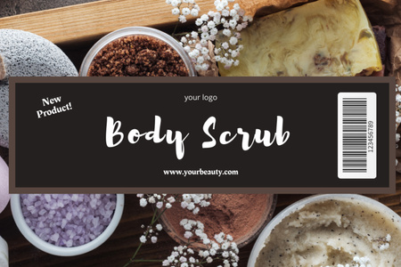  Advertisement for New Body Scrub Label – шаблон для дизайну