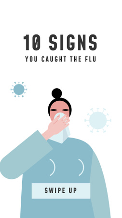 Health Advice with Woman sneezing Instagram Story Modelo de Design
