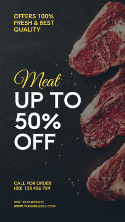 Designvorlage Discount For Fresh And Raw Meat für Instagram Story