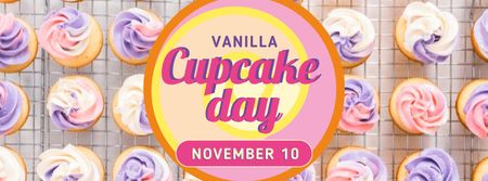 Cupcake Day with Sweet vanilla cupcakes Facebook cover Design Template