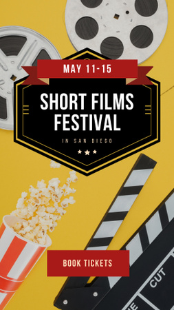 Modèle de visuel film festival invitation cinéma attributs collage - Instagram Story