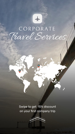 Corporate Transportation Services With Airplane And Discount Instagram Video Story Modelo de Design