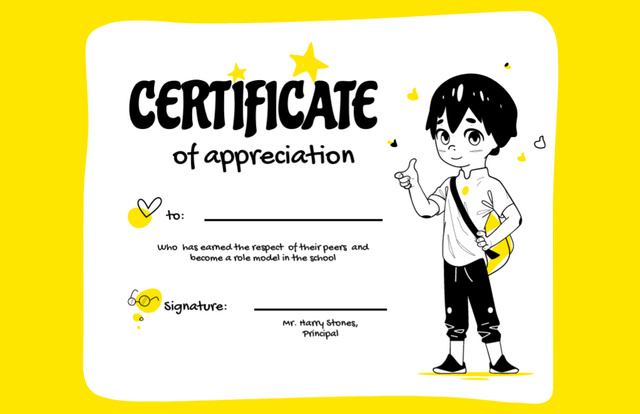 Ontwerpsjabloon van Certificate 5.5x8.5in van Appreciation Award with Pupil