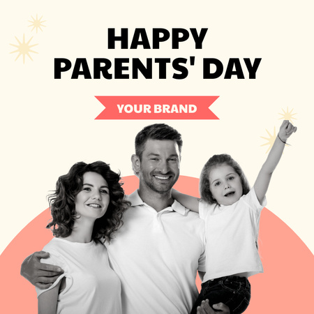 Template di design Congratulazioni per la festa dei genitori felici in beige Instagram