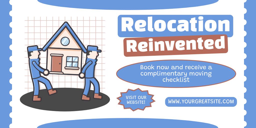 Relocation Services Offer with Delivers Carrying House Twitterデザインテンプレート