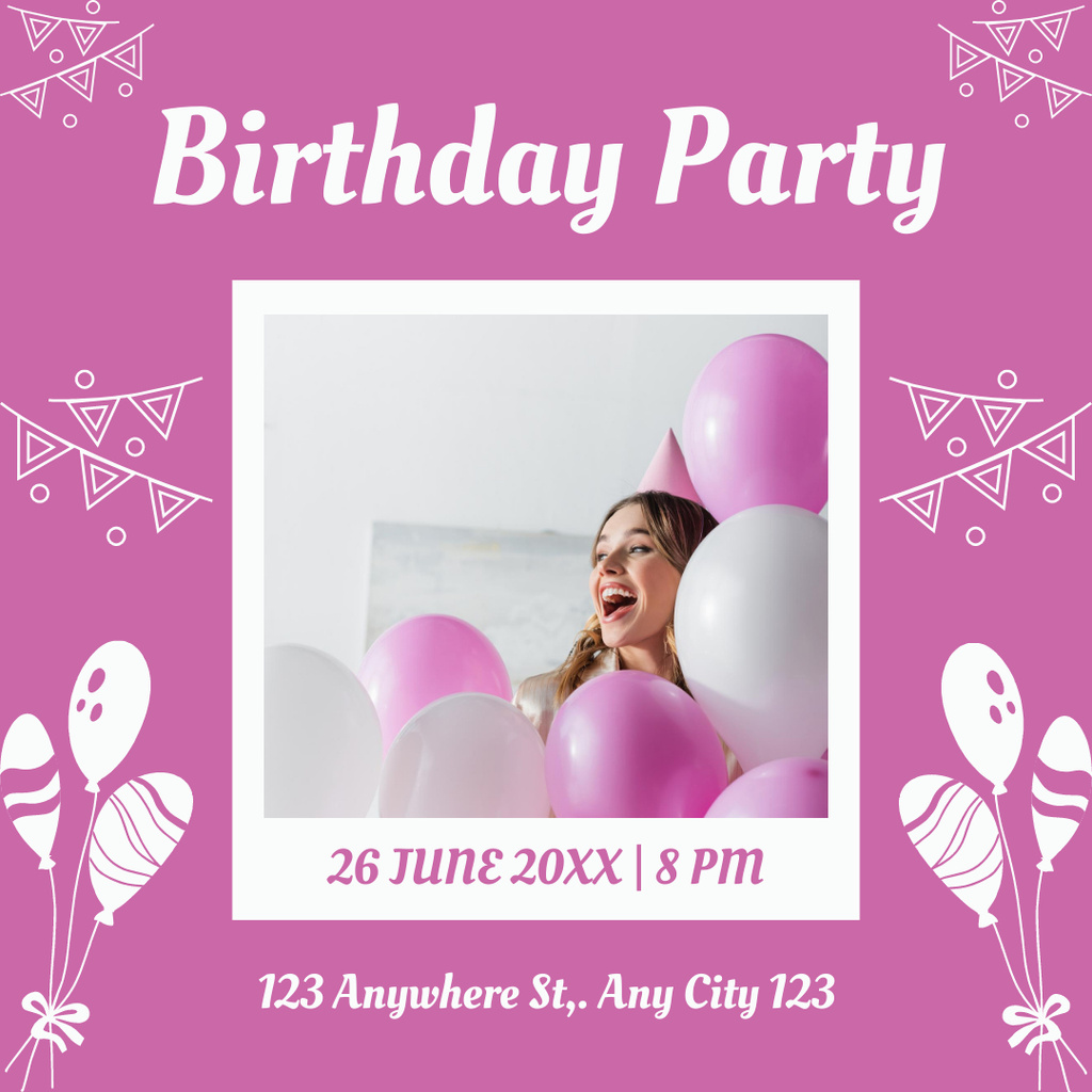 Modèle de visuel You Are Invited to Fantastic Birthday Party - Instagram