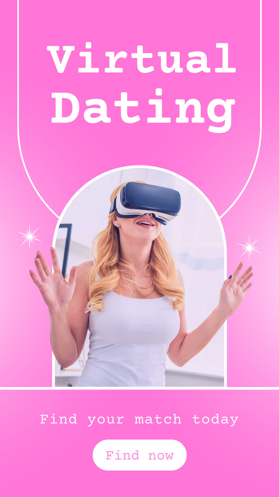 Virtual Reality Dating with Woman in Headset Instagram Story Tasarım Şablonu