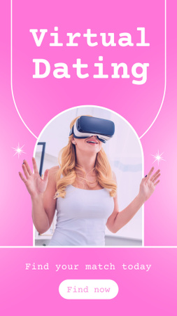 Virtual Reality Dating with Woman in Headset Instagram Story Design Template