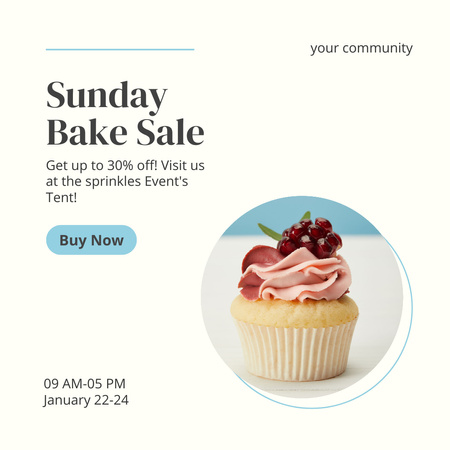 Confectionery Sale Announcement With Yummy Cupcake Instagram Design Template
