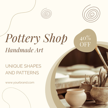 Plantilla de diseño de Discount at Pottery Store Animated Post 