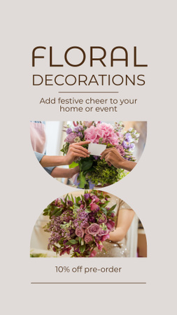 Plantilla de diseño de Elegantes decoraciones florales y ramos navideños con descuento Instagram Story 