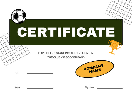 Award of Achievement in Soccer Fans Club Certificate Design Template