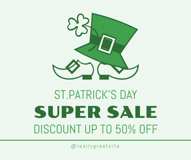 Platilla de diseño St. Patrick's Day Super Sale Announcement Facebook