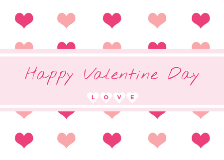 Platilla de diseño Valentine's Day Greeting with Cute Hearts on White Postcard 5x7in