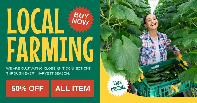 Szablon projektu Sale of Cucumber Harvest from Farm Facebook AD