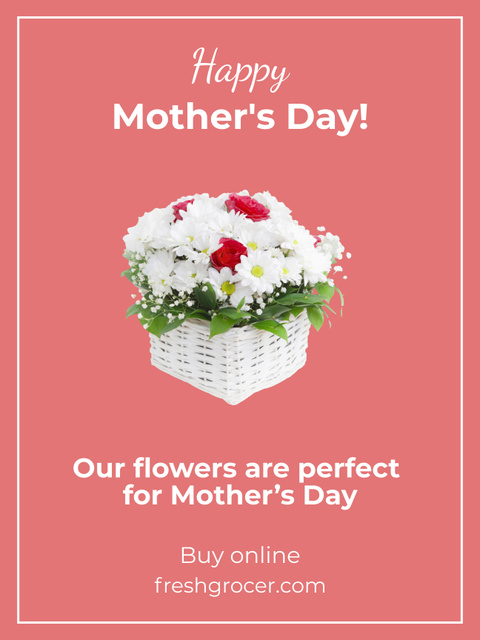 Flowers on Mother's Day in Pink Poster 36x48in Πρότυπο σχεδίασης