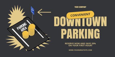 Convenient City Parking Services for Cars Twitter Design Template