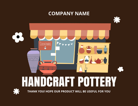 Handcraft Pottery Offer With Jugs And Vases Thank You Card 5.5x4in Horizontal Design Template