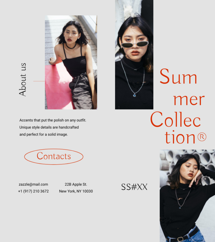 Contemporary Summer Collection of Streetwear Brochure 9x8in Bi-fold Design Template