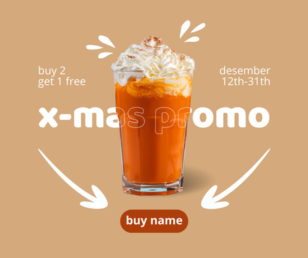 Christmas Sale Announcement Glass of Coffee Facebook Design Template