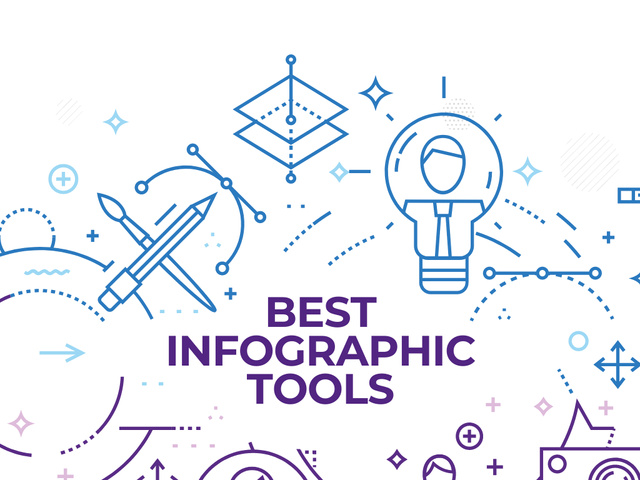 Infographic tools with Tech icons Presentationデザインテンプレート