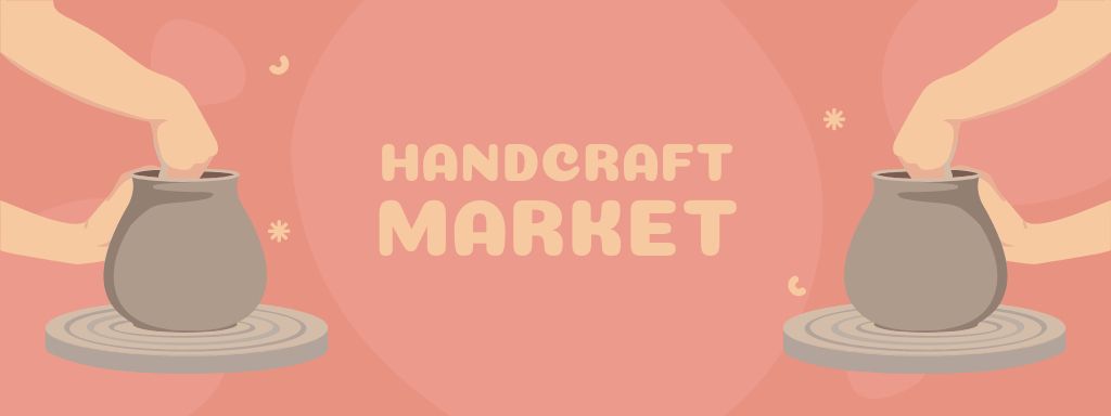 Handcraft Market Announcement With Pots Ticket Design Template