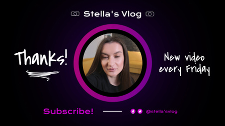 Young Woman Offers To Subscribe To Her Vlog YouTube outro Design Template