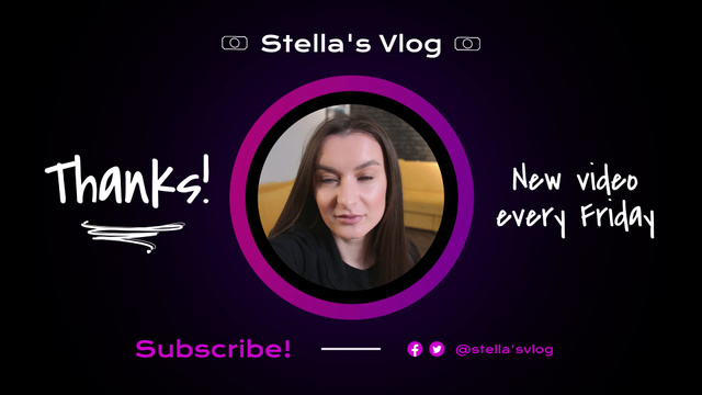 Template di design Young Woman Offers To Subscribe To Her Vlog YouTube outro