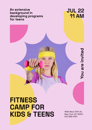 Fitness Camp for Kids Poster Design Template