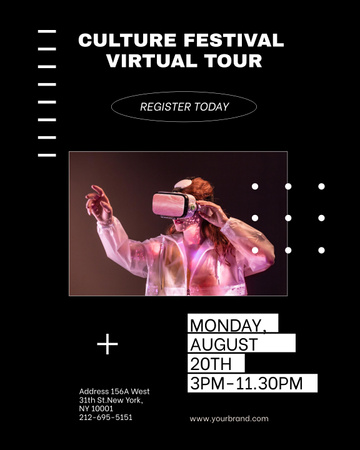 Virtual Festival Announcement Poster 16x20in Design Template