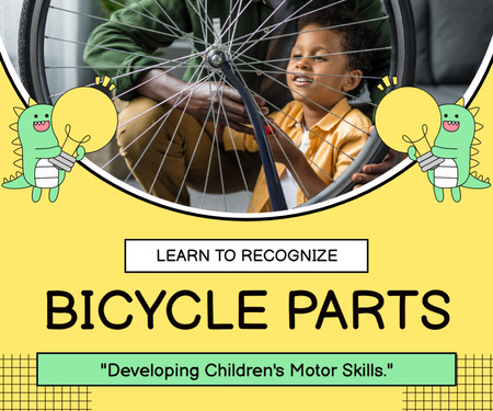 Plantilla de diseño de Taller infantil de reparación de bicicletas Medium Rectangle 