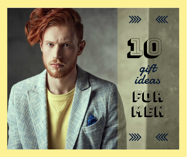 Designvorlage Gifts for Men Ad with Handsome Man wearing Suit für Facebook