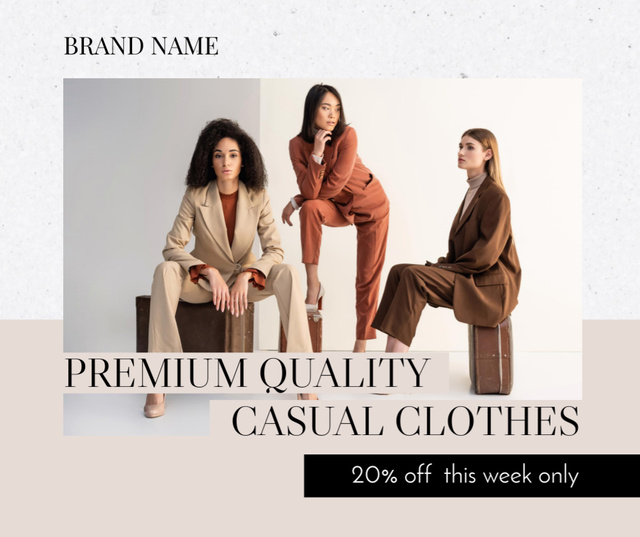 Premium Quality Casual Clothes Ad Facebook Πρότυπο σχεδίασης