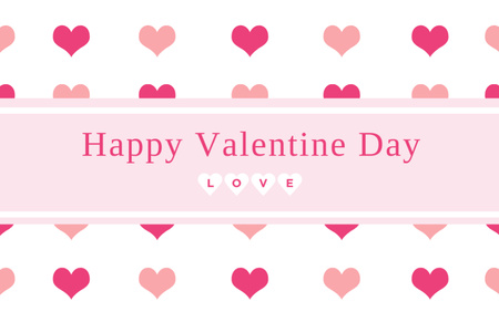 Happy Valentine's Day Greetings On White And Pink Color Thank You Card 5.5x8.5in Design Template