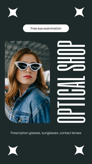 Modèle de visuel Selection of Best Sunglasses in Optical Store - Instagram Video Story