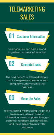 Plantilla de diseño de Ventas de telemarketing paso a paso en verde Infographic 