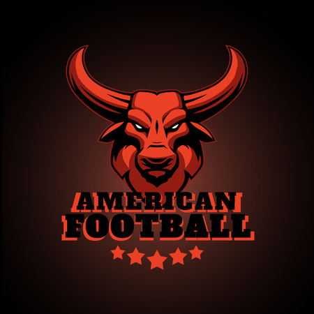 Sport Team Emblem with Bull Logo Design Template