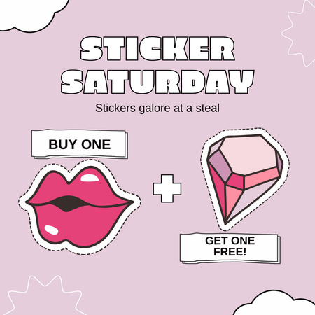 Sticker Saturday Special Offer Animated Post Design Template