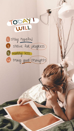 Mental Health Inspiration with Woman reading Magazine Instagram Story Modelo de Design