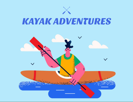 Kayaking Adventures Ad Postcard 4.2x5.5in Design Template