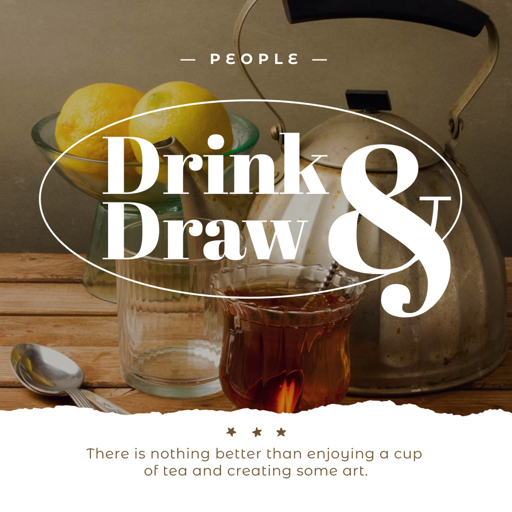 Drink and Draw Invitation Instagram AD Šablona návrhu