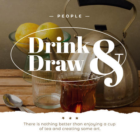 beber e desenhar convite Instagram AD Modelo de Design