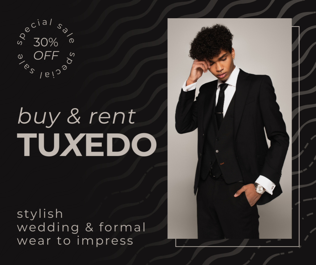 Wedding Tuxedos and Suits Discount Facebook – шаблон для дизайну