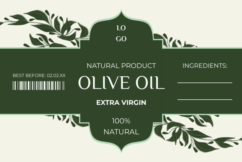 Natural Olive Oil Extra Virgin offer Label Design Template