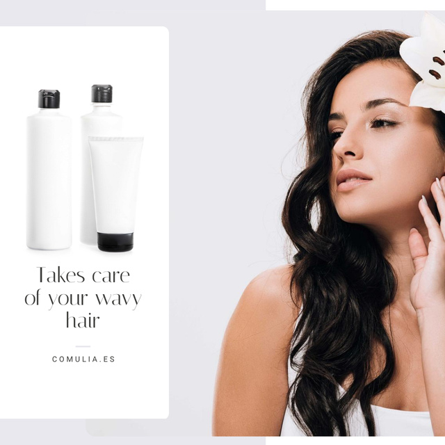 Designvorlage Beautiful Young Woman with Flower in Hair für Instagram