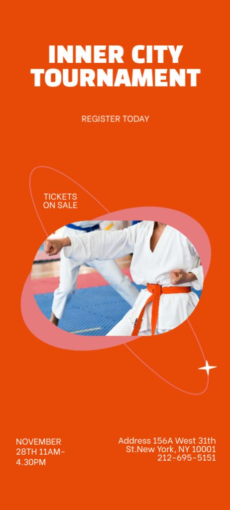 Inner City Tournament on Karate Invitation 9.5x21cm – шаблон для дизайна