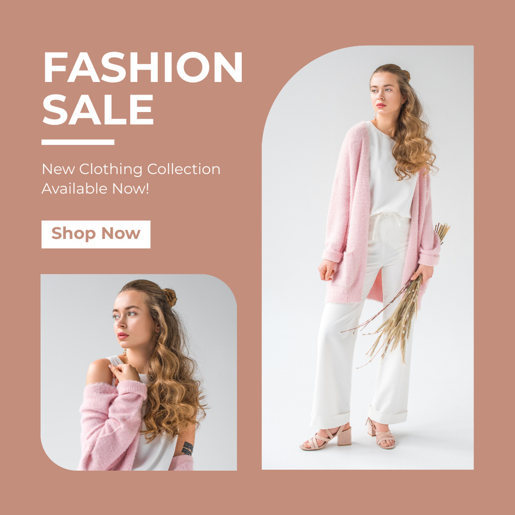 Platilla de diseño Fashion Sale Announcement with Girl in Light Outfit Instagram