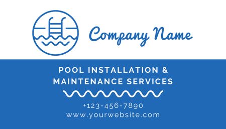 Platilla de diseño Emblem of Company for Installation and Maintenance of Swimming Pools Business Card US