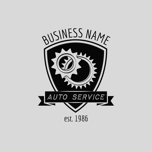 Car Repair Service With Cogwheels Animated Logoデザインテンプレート